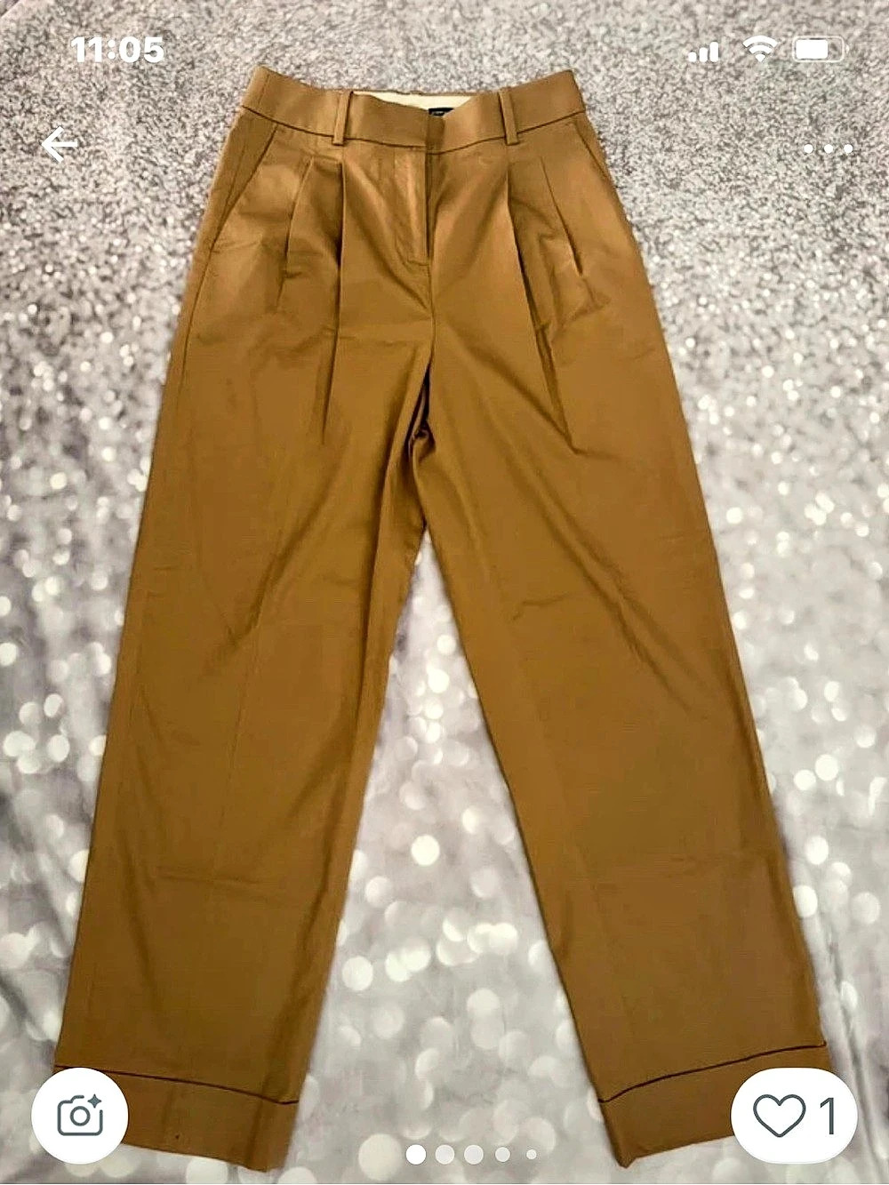 J.Crew Essential Wide Leg Pant Wide Leg Cotton Pant in Brown Size 8 NWT
